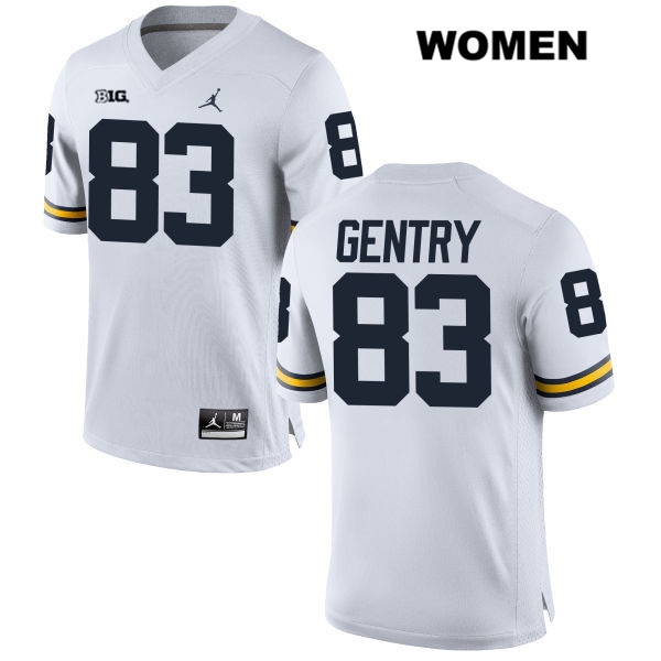 Women's NCAA Michigan Wolverines Zach Gentry #83 White Jordan Brand Authentic Stitched Football College Jersey ZH25E02WA